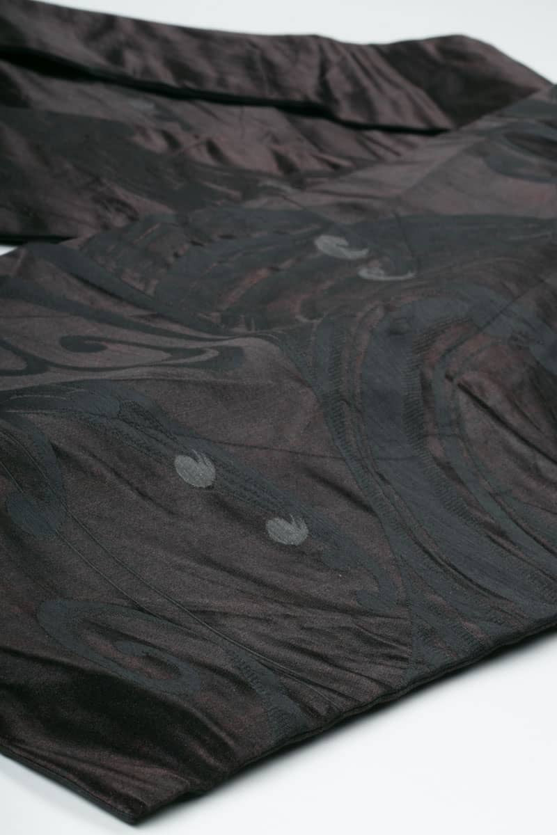 Vintage Black Curling Waves Nagoya Obi 61