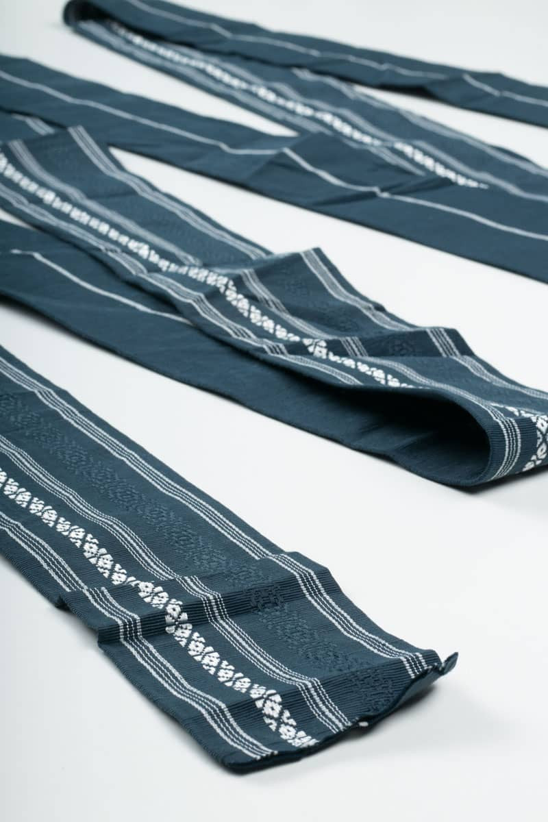 Vintage Striped Blue Hanhaba Obi 79