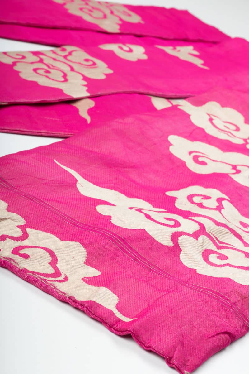 Vintage Neon Pink Clouds Nagoya Obi 95