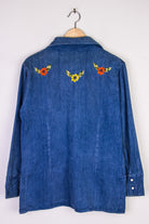 Flower Embroidered Chambray Button Up