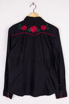 Rose Embroidered Button Up