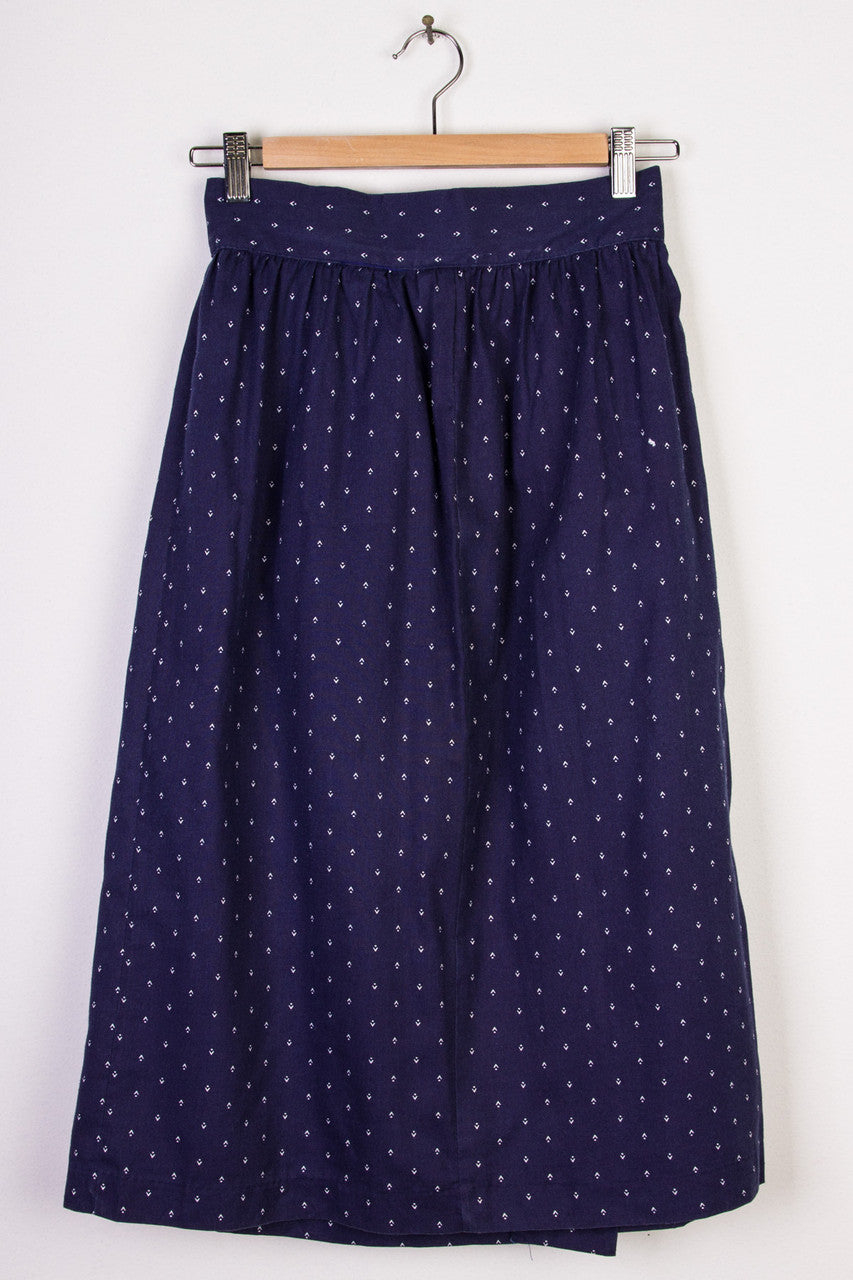 Navy Print Mid-Length Skirt