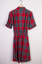 Red Plaid Short Sleeve Dress