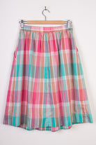 Pink and Mint Plaid Mid-Length Skirt