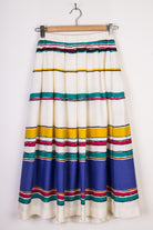 Cream Striped Mid-Lengh Skirt