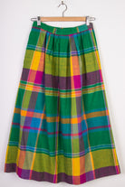 Green Plaid Mid-Length Skirt