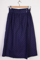 Navy Print Mid-Length Skirt