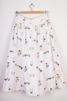 Croquet Print Mid-Length Skirt