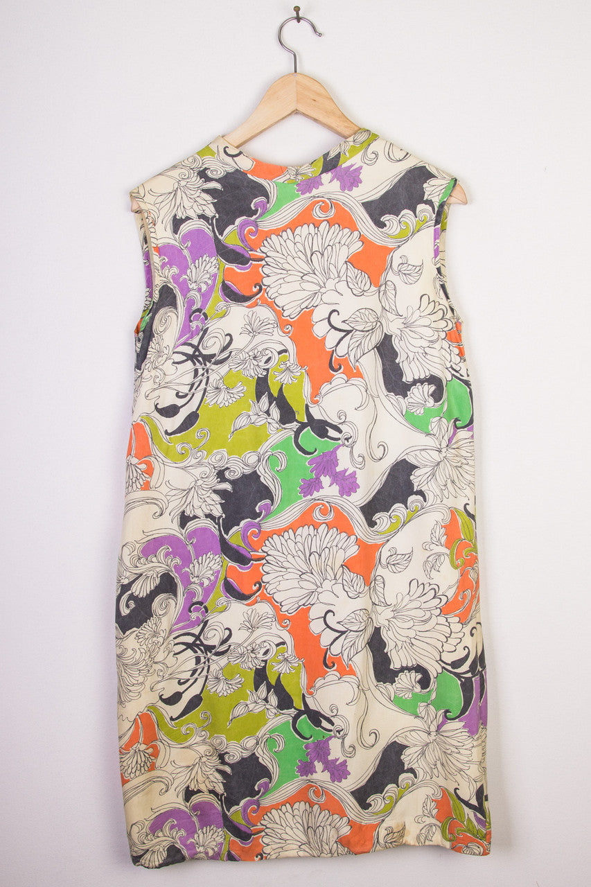 Tan Orange and Green Dress