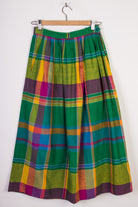 Green Plaid Mid-Length Skirt
