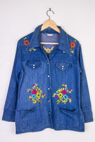 Flower Embroidered Chambray Button Up