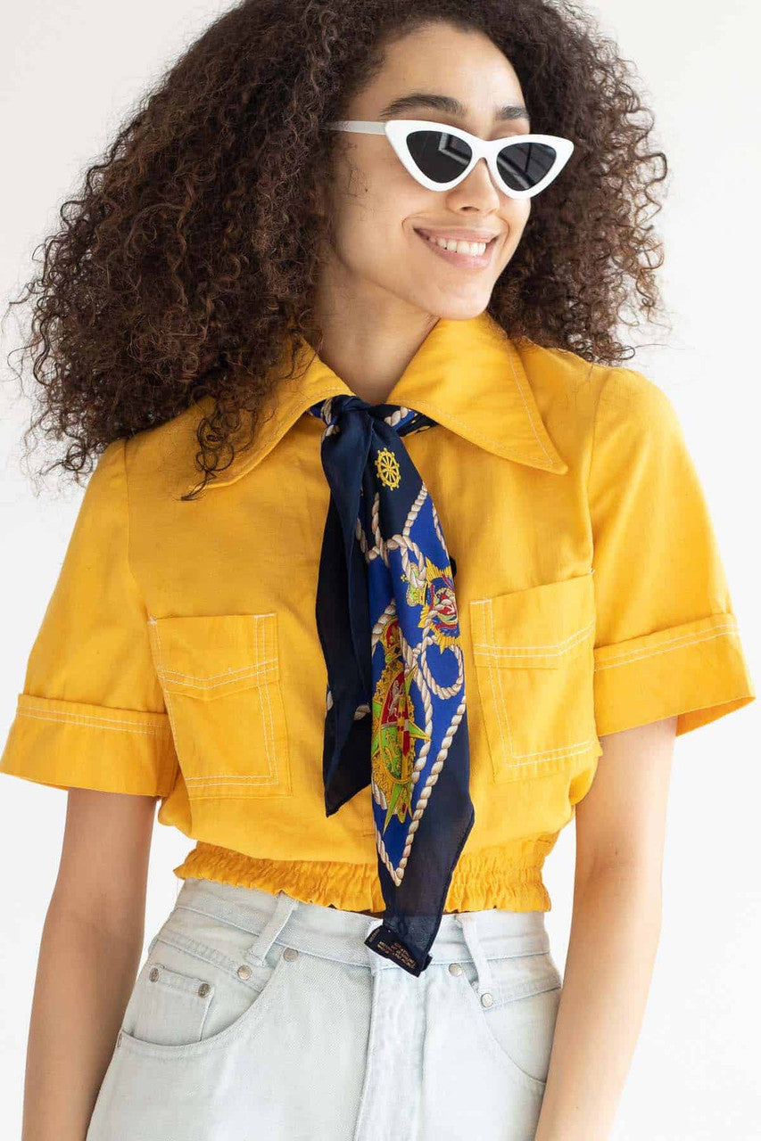 Vintage Oscar de la Renta Nautical Silk Scarf