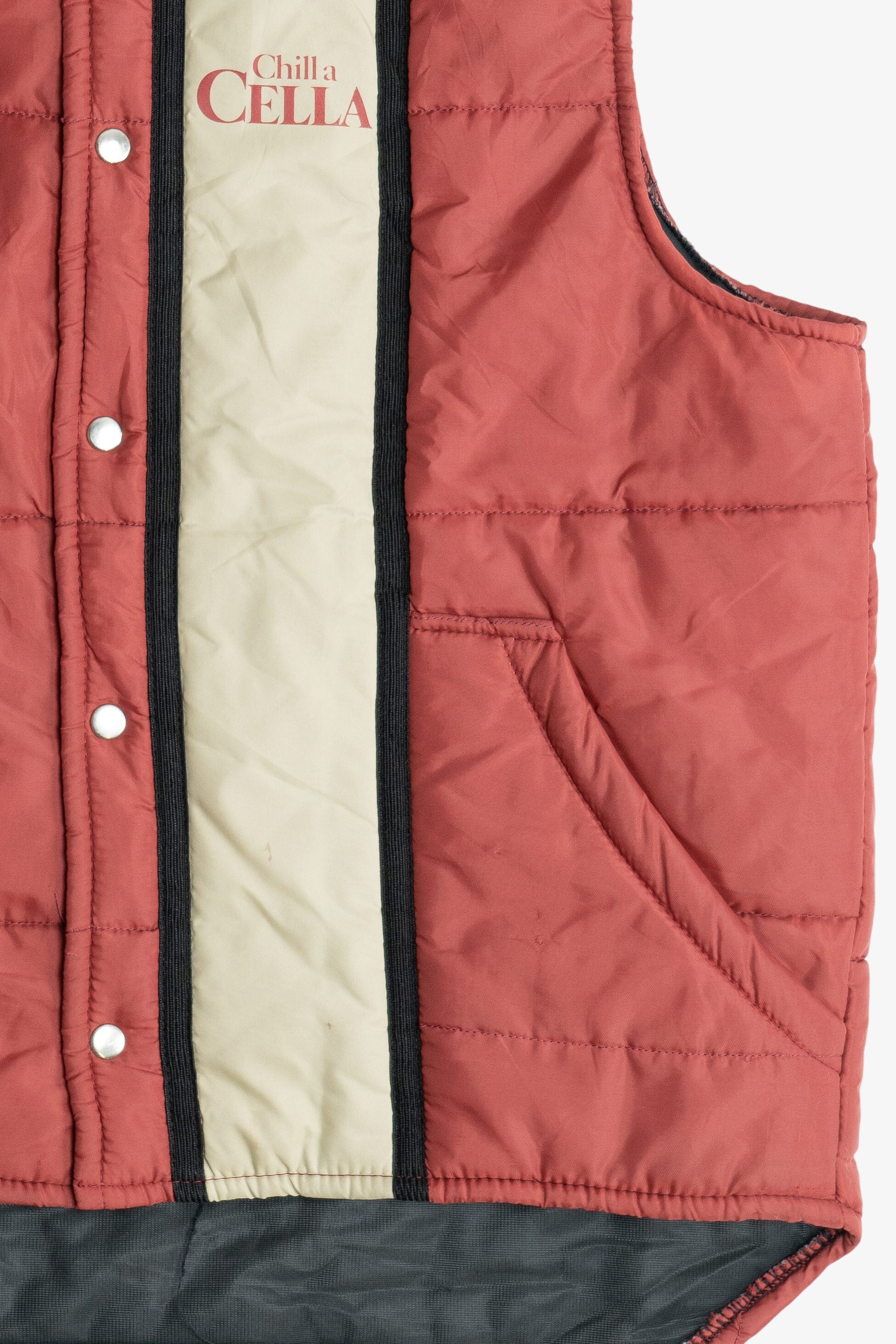 Vintage "Chill A Cella" Cella Wines Aldo Cella Puffer Vest (1980s)
