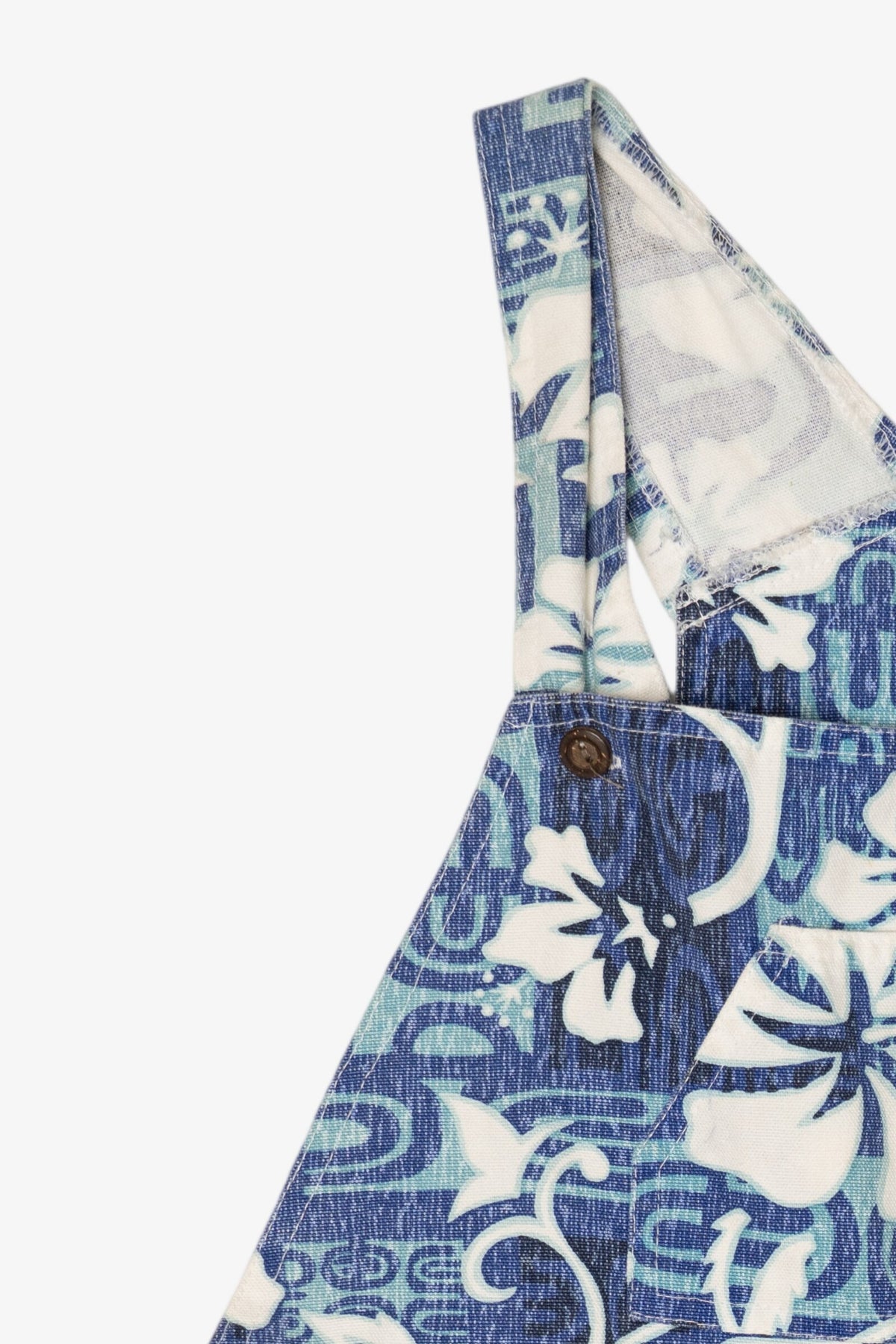 Vintage Blue Wave Classics Hawaiian Print Short Overalls (1990s)