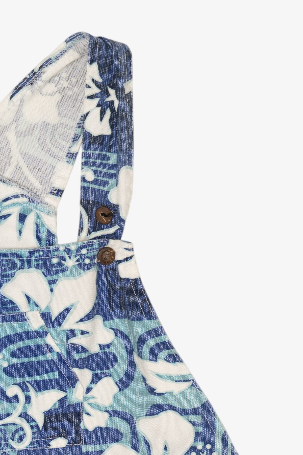 Vintage Blue Wave Classics Hawaiian Print Short Overalls (1990s)