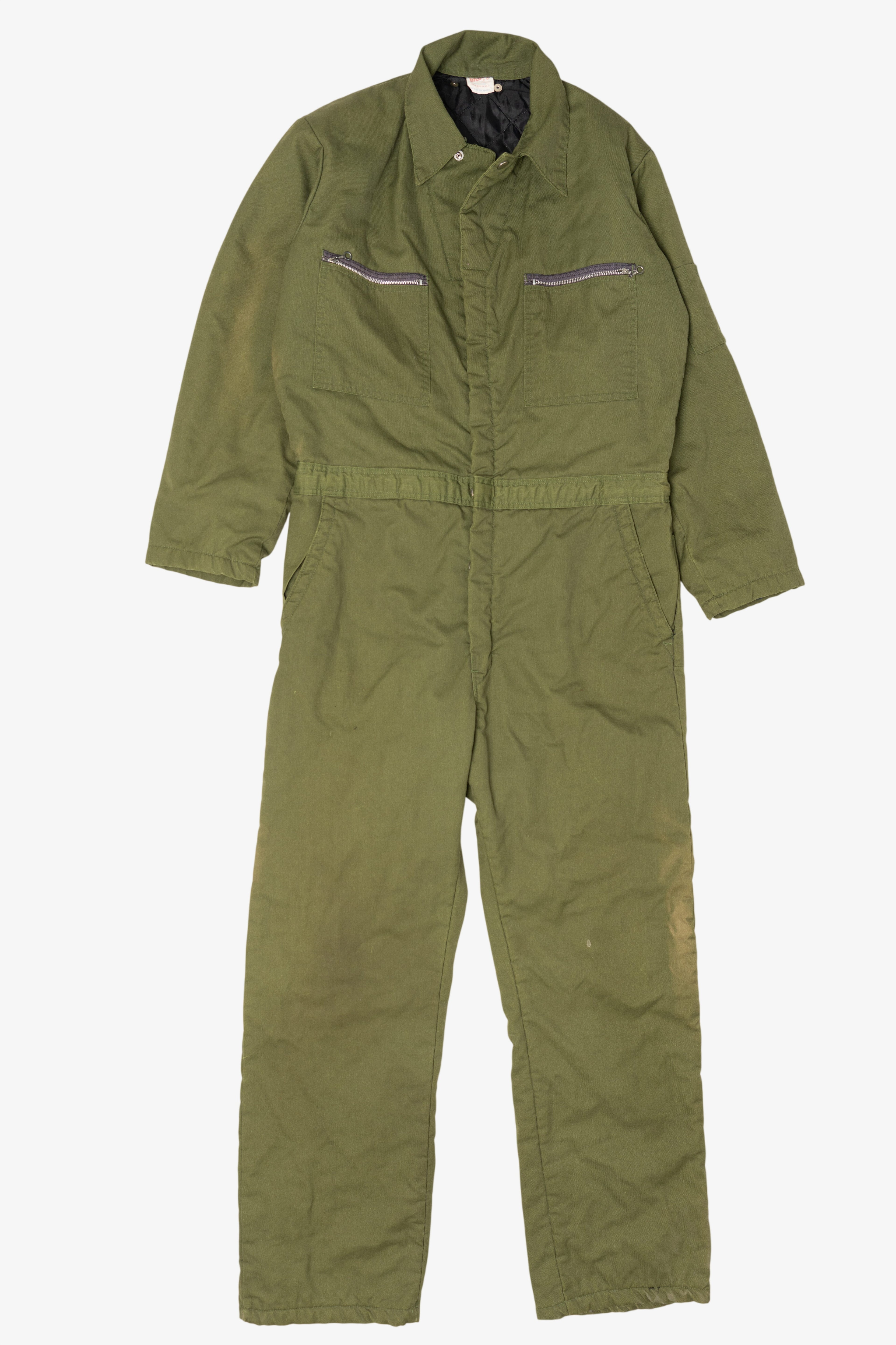 Vintage Unitog Union Made Green Quilted Lined Mechanic Jumpsuit (1970s)