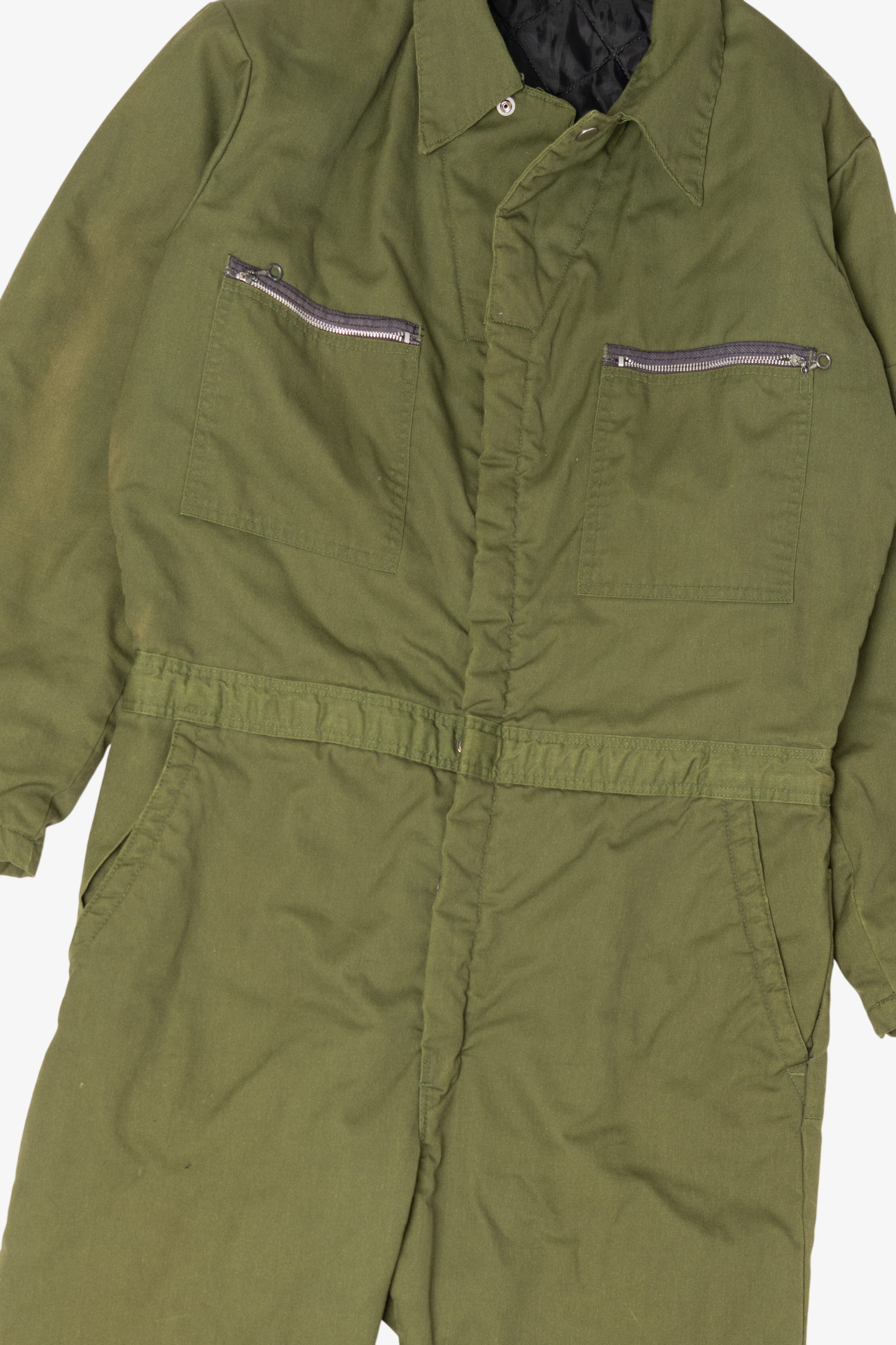 Vintage Unitog Union Made Green Quilted Lined Mechanic Jumpsuit (1970s)
