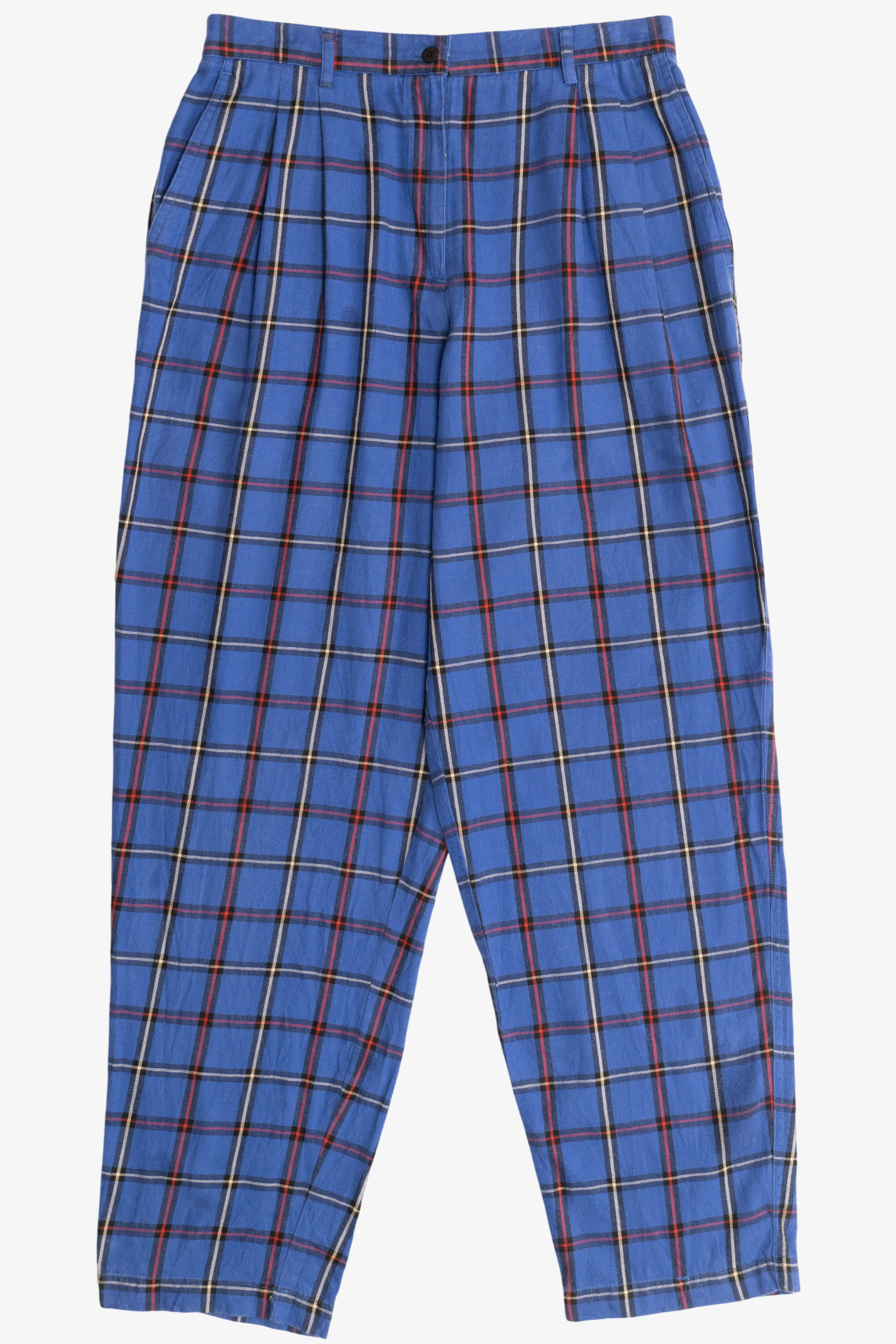 Vintage Plaid 100% Cotton High Waisted Pants (1990s)