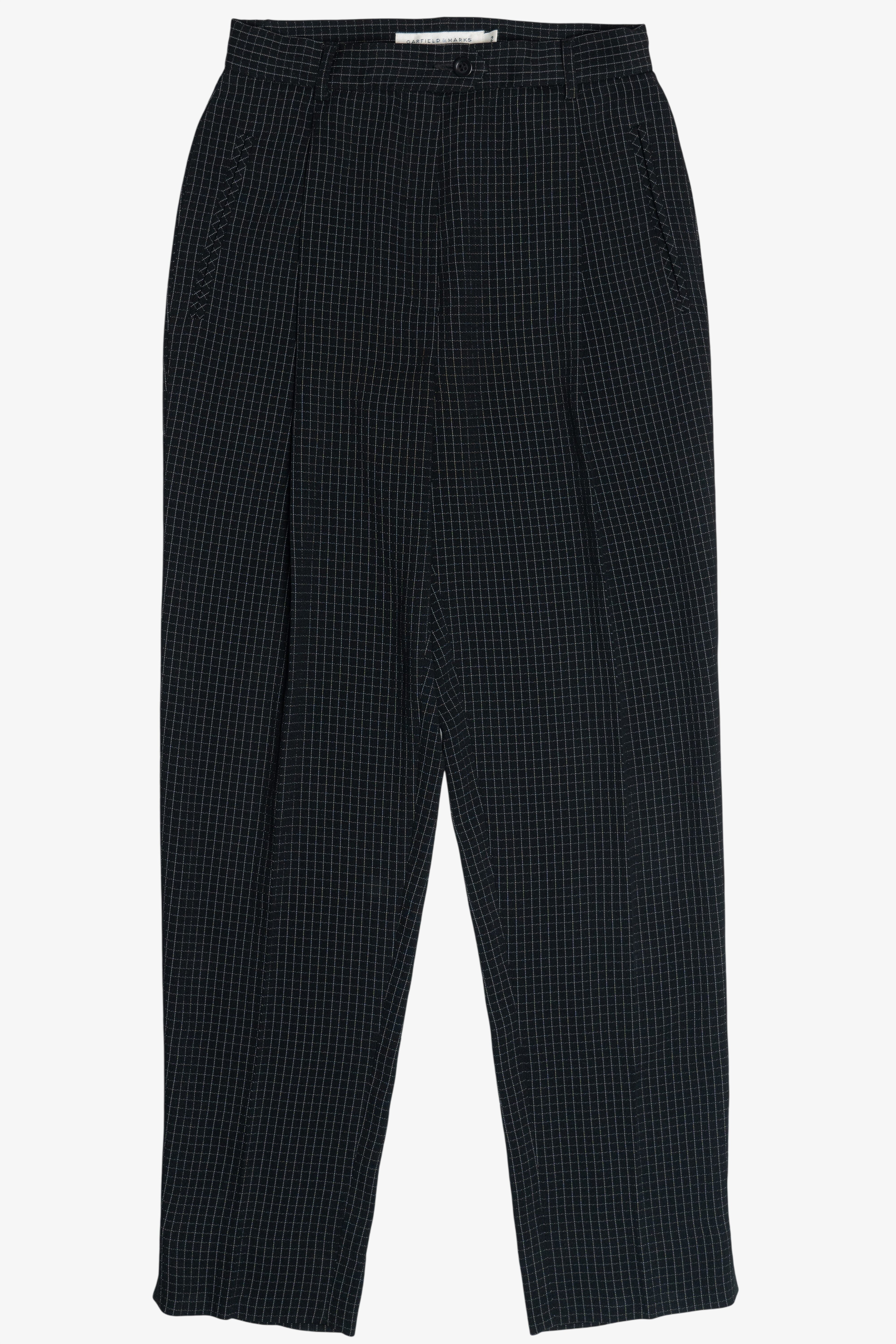 Vintage Black Micro Grid Garfield & Marks Lightweight Dress Pants (1990s)