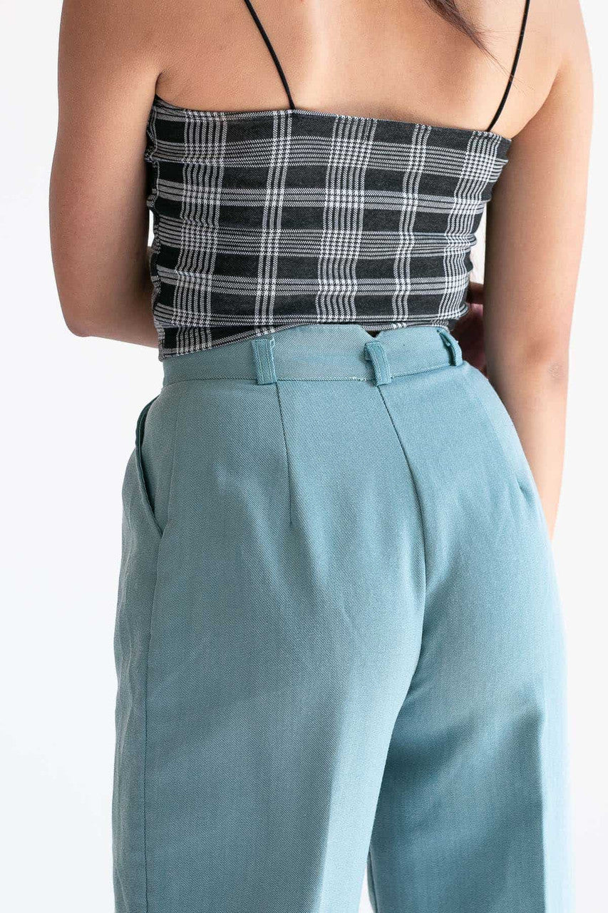 Sage Pleated High Waisted Pants