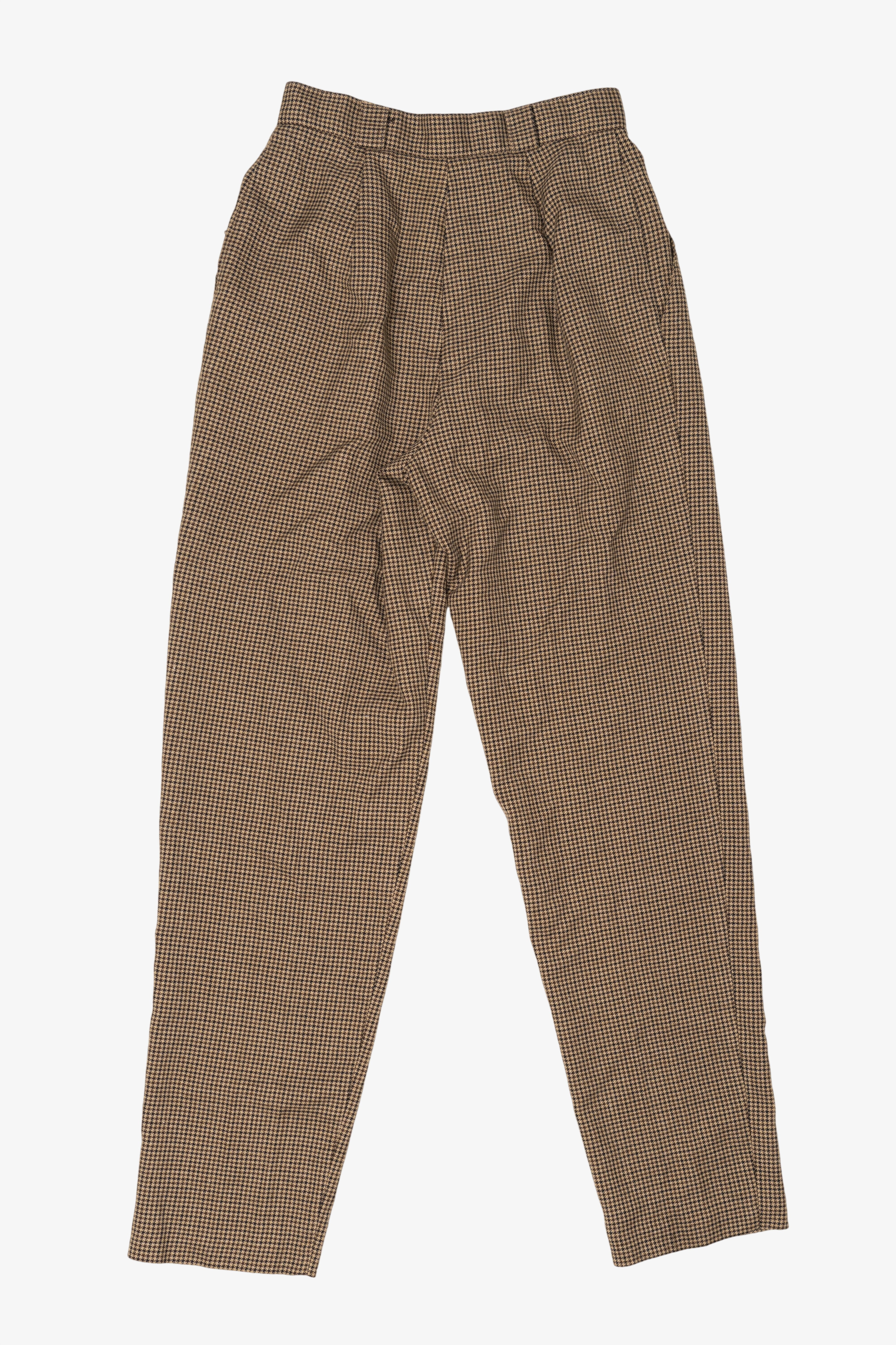 Vintage Brown Smart Pants Houndstooth Trousers (1980s)