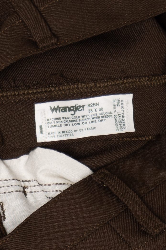Vintage Dark Brown Wrangler 35x30 Trousers (1990s)