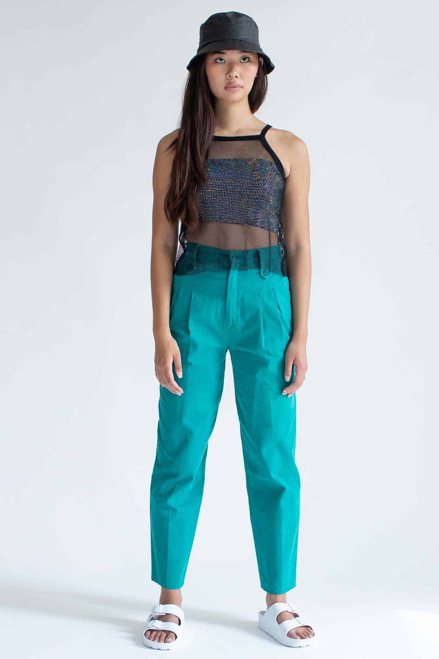 Teal Pleated High Waisted Vintage Pants (sz. 6)