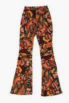 Vintage Orange Paisley Floral Rainbow Flared Leggings (1990s)