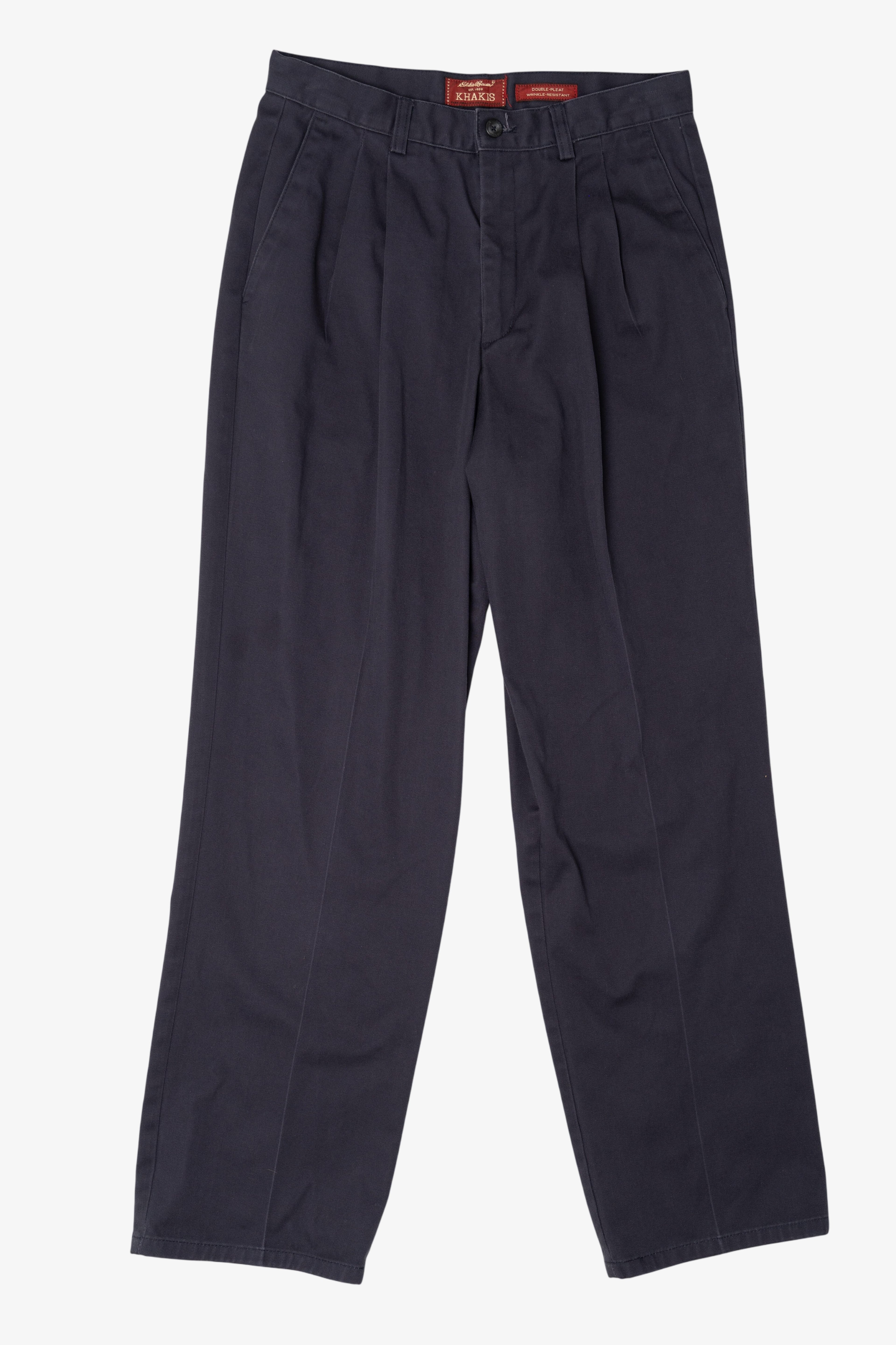 Vintage Navy Blue Eddie Bauer Wrinkle Resistant Double Pleated Pants (1990s)
