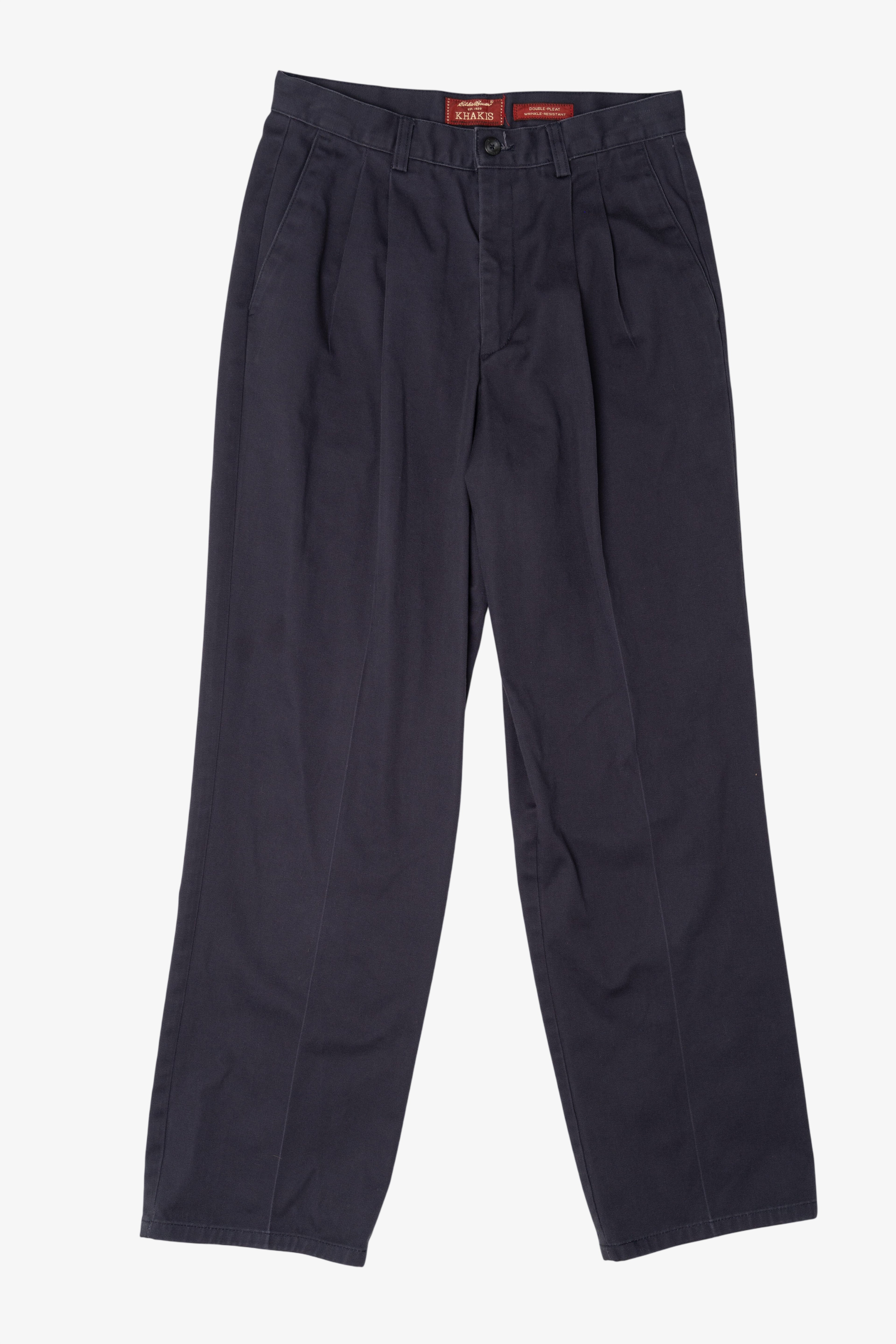 Vintage Navy Blue Eddie Bauer Wrinkle Resistant Double Pleated Pants (1990s)