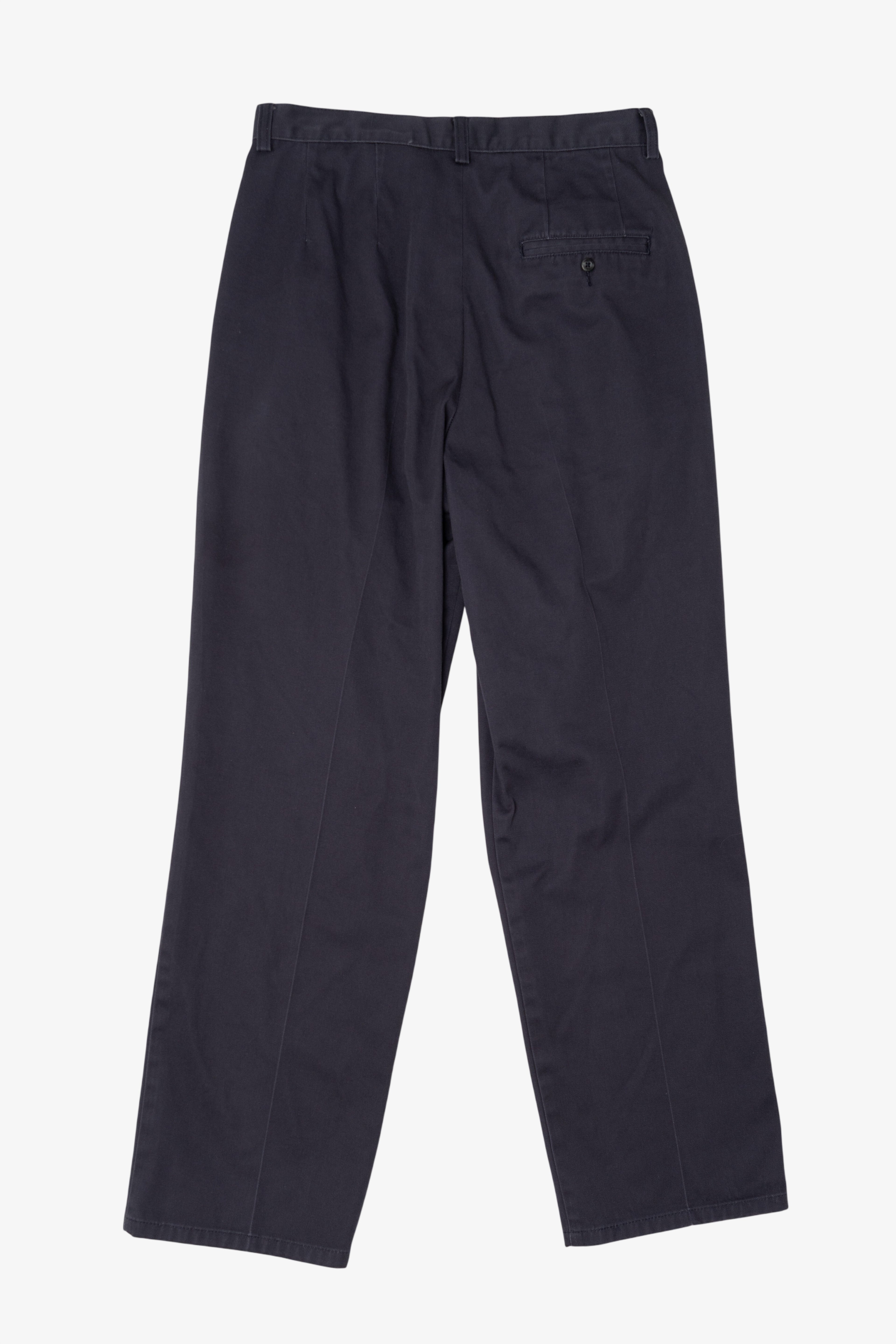 Vintage Navy Blue Eddie Bauer Wrinkle Resistant Double Pleated Pants (1990s)