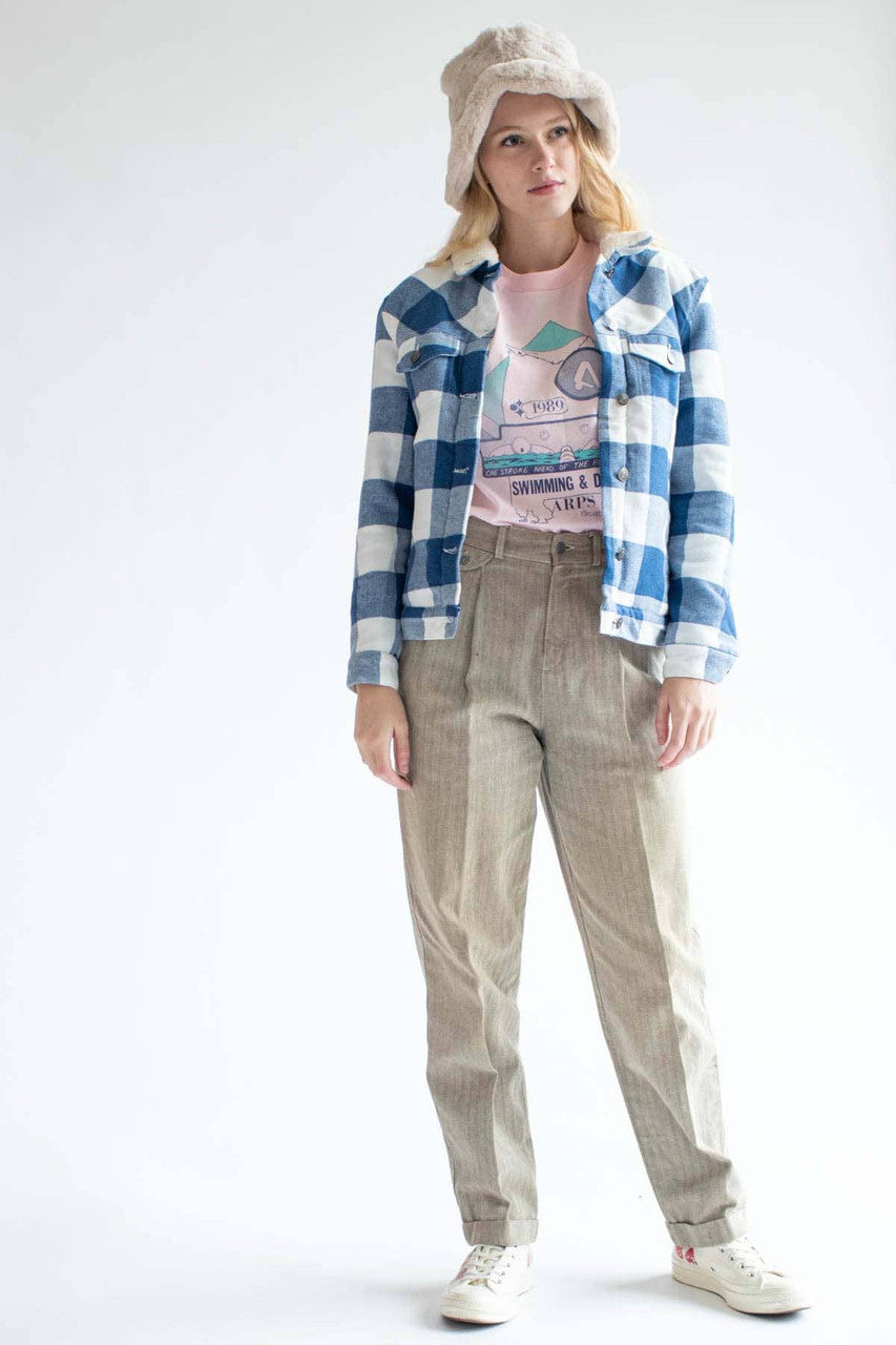 Tan Herringbone Pleated Pants (sz. 6)