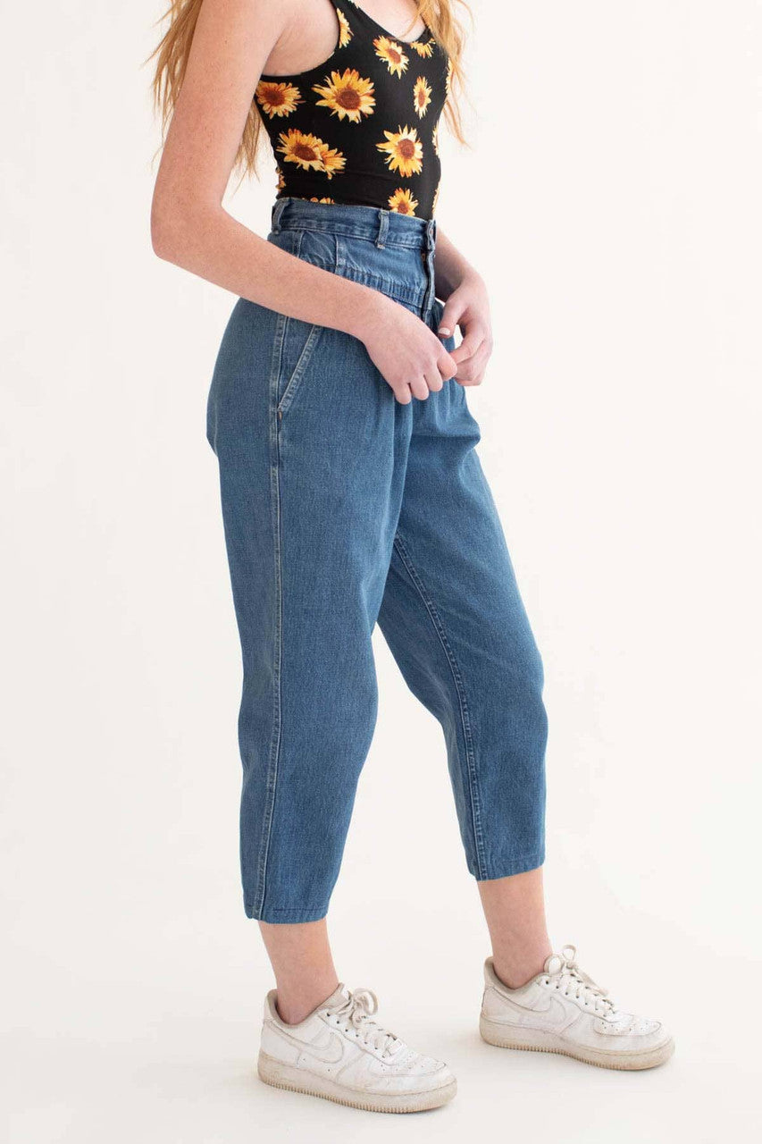 Vintage Paper Bag Waist Lee Denim Jeans 676 (sz. 9 Med)