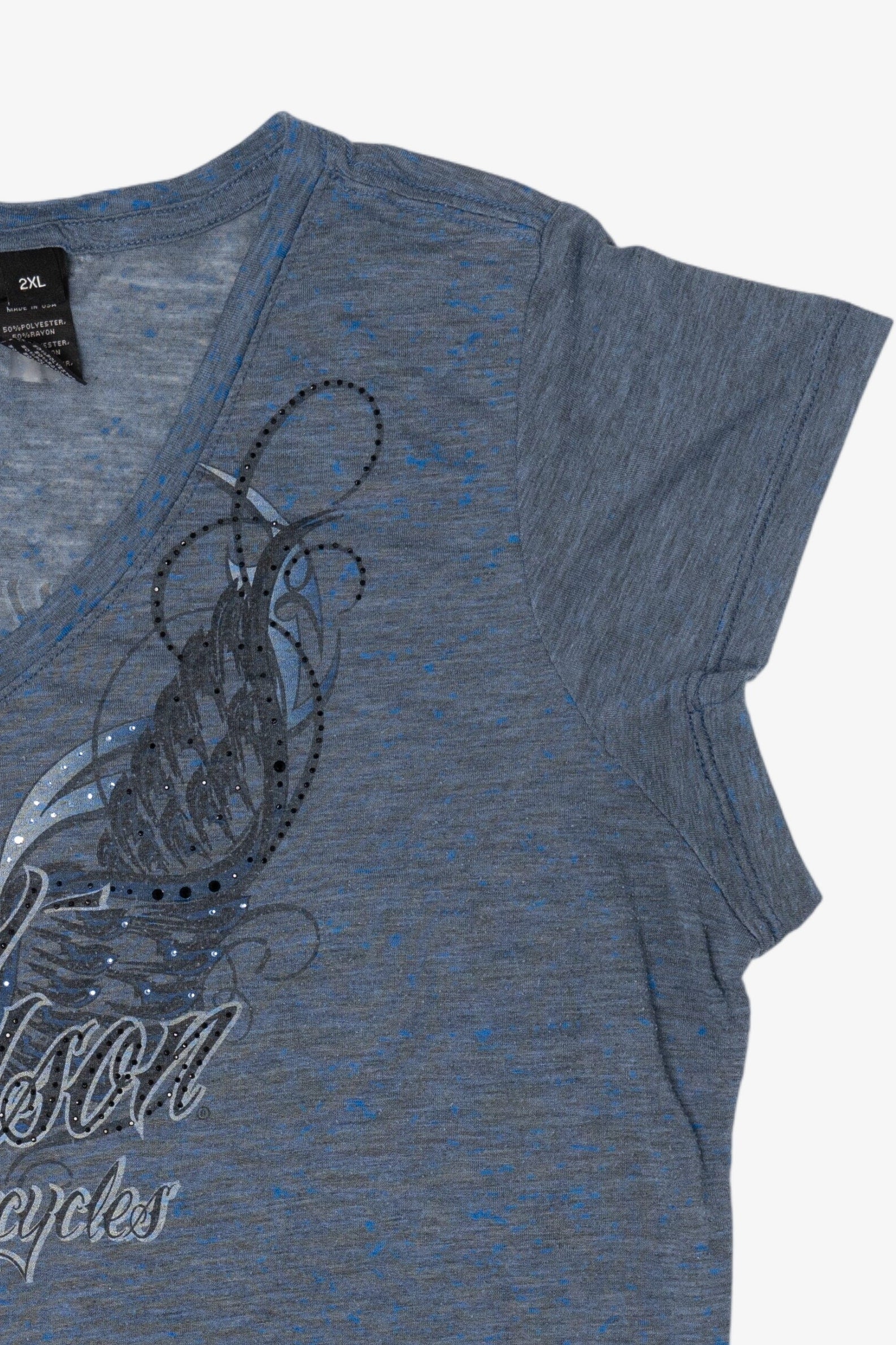 Blue Harley Davidson V-Neck T-Shirt (2010s)