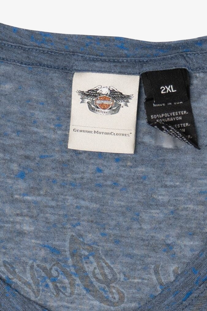 Blue Harley Davidson V-Neck T-Shirt (2010s)
