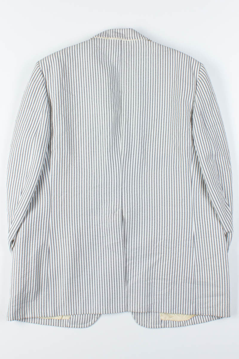 Grey Seersucker Oversized Vintage Blazer