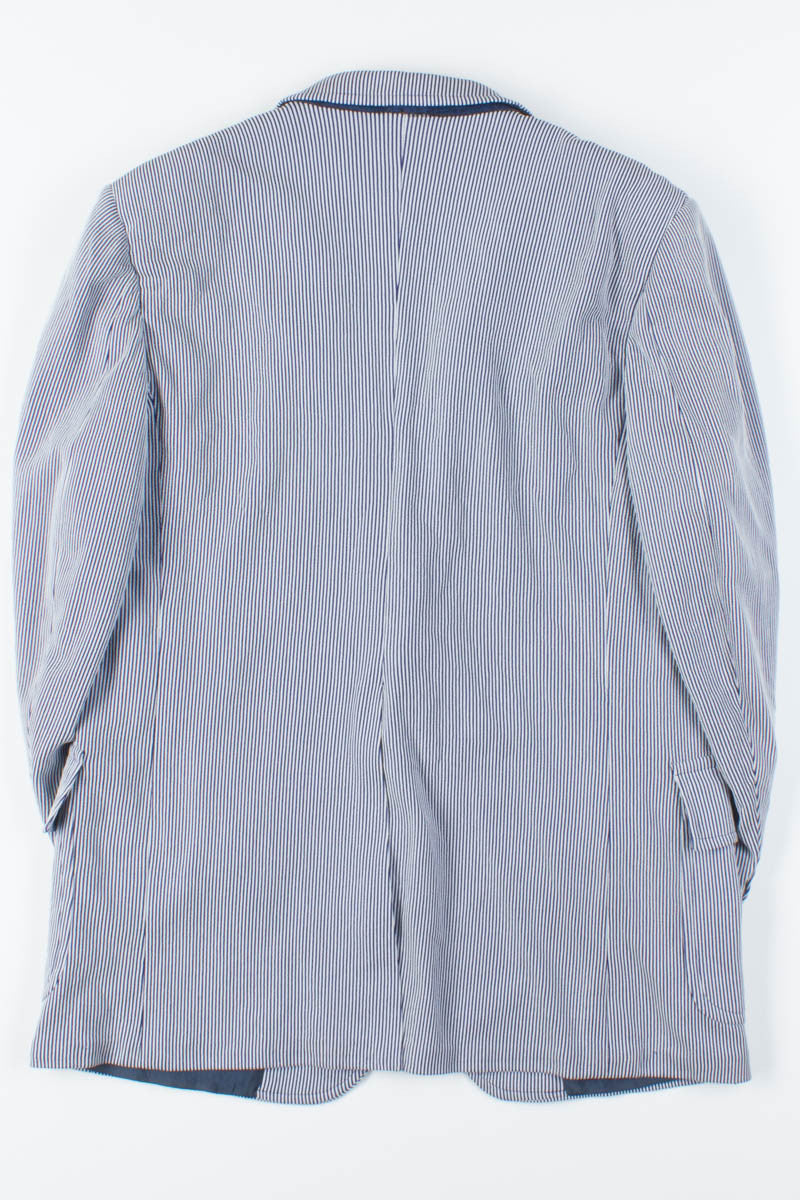 Navy Seersucker Oversized Vintage Blazer