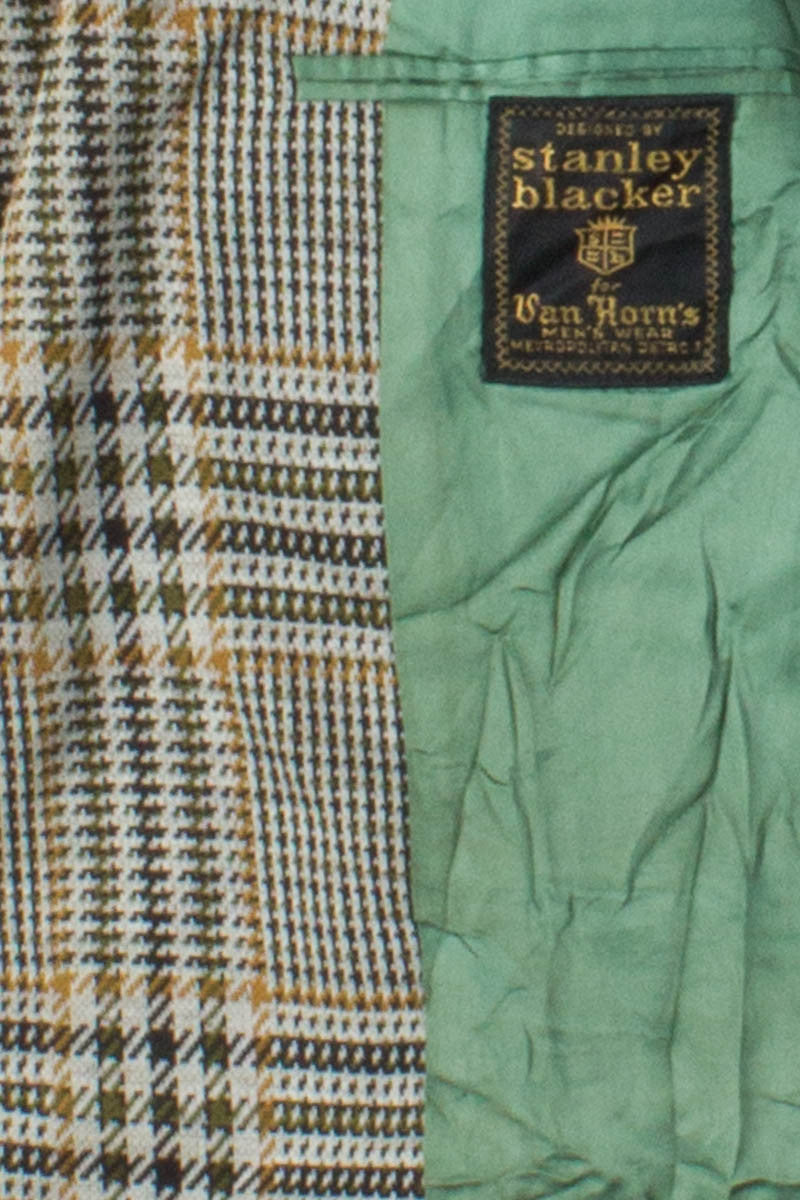 70s Green & Gold Plaid Vintage Blazer