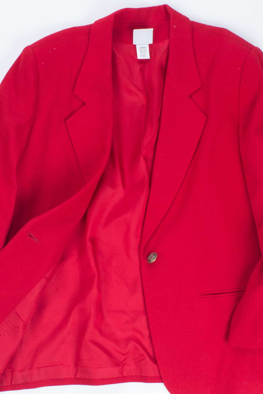 Red Single Button Vintage Blazer