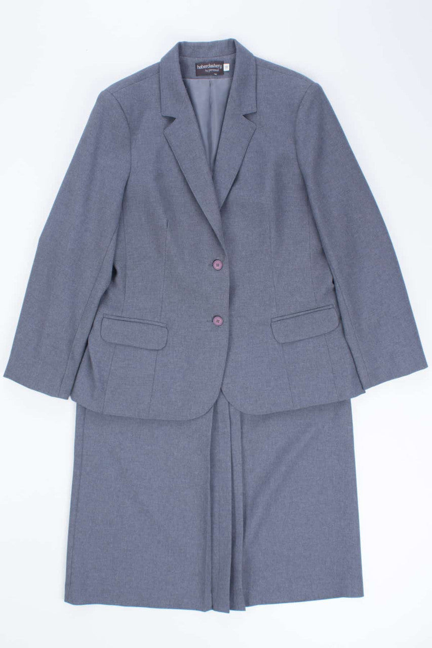 90s Grey Skirt Suit