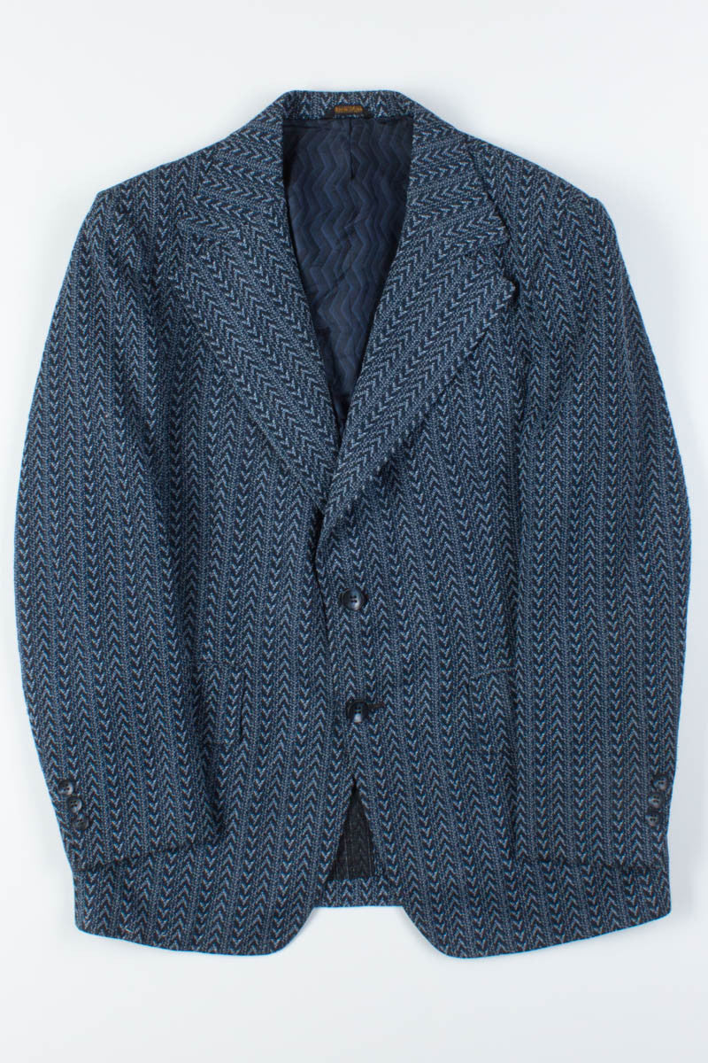 Blue Chevron Stripes Vintage Blazer
