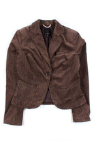 Brown Pinstripe Velvet Blazer