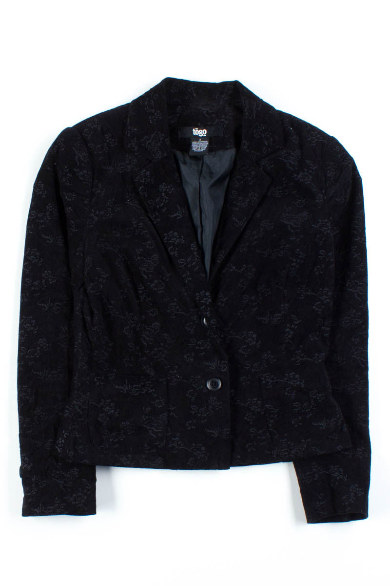 Black Floral Corduroy Blazer
