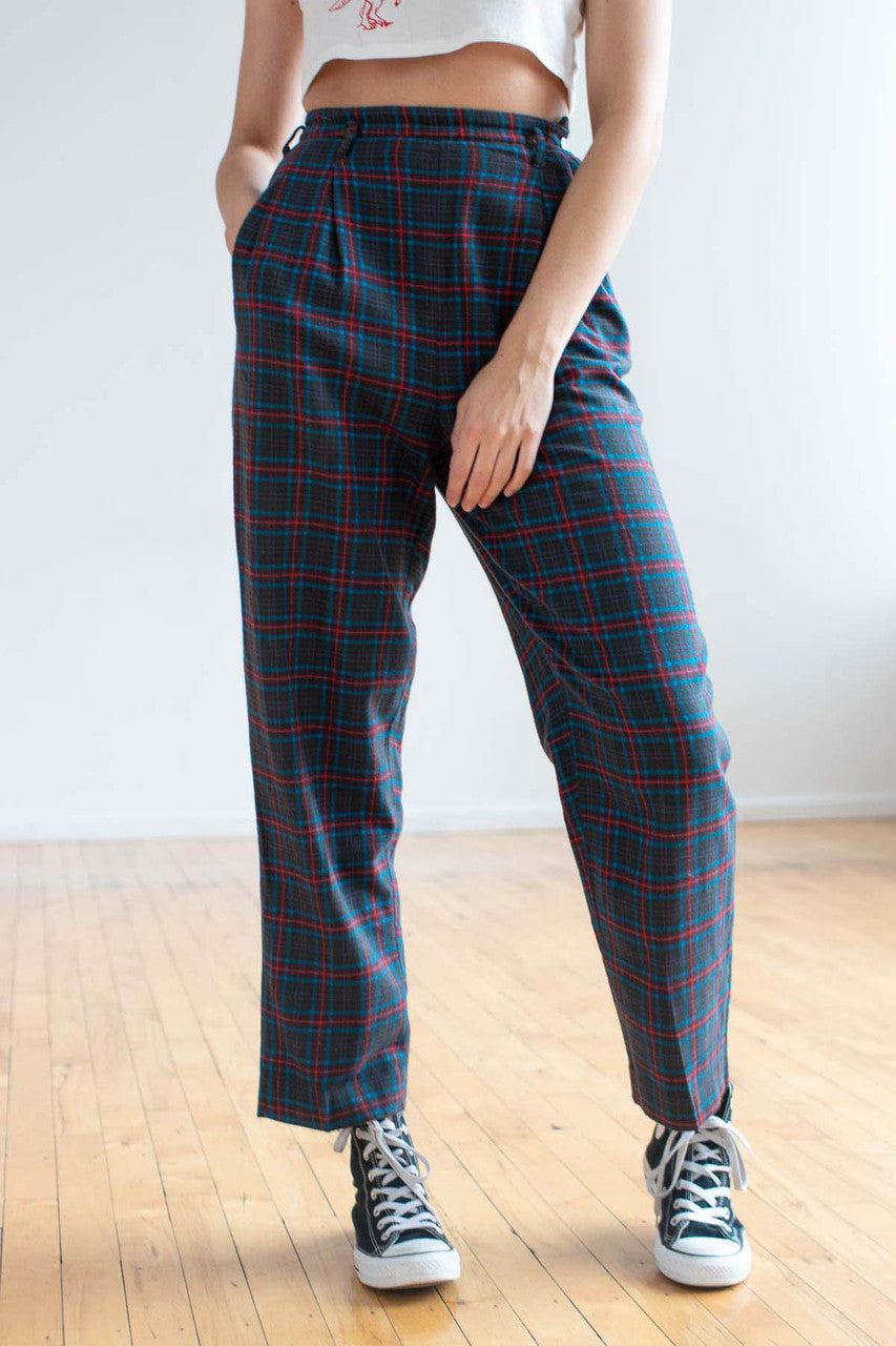 Red & Blue Flannel Plaid Pants