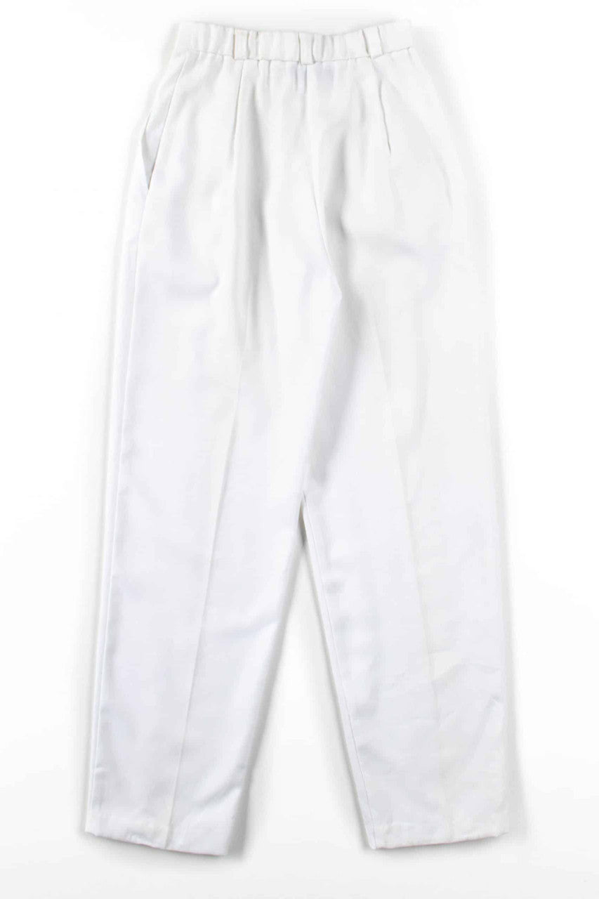 White Pleated High Waisted Pants