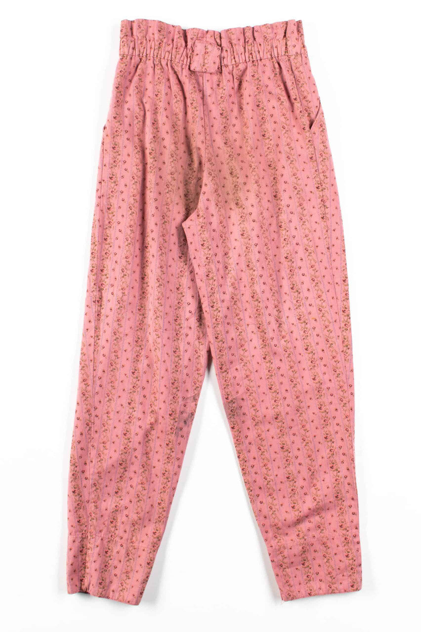 Pink Floral Vintage Paperbag Pants (sz. Small)