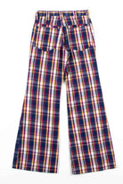 Navy & Burgundy Plaid Flared Vintage Pants