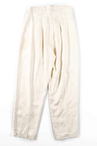 White High Waisted Pleated Silk Pants (sz. Medium)