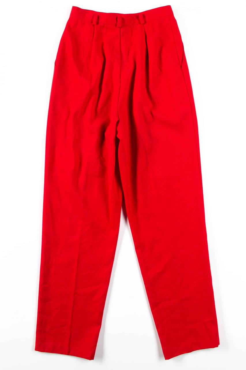 Red Pleated High Waisted Pants (sz. 10)