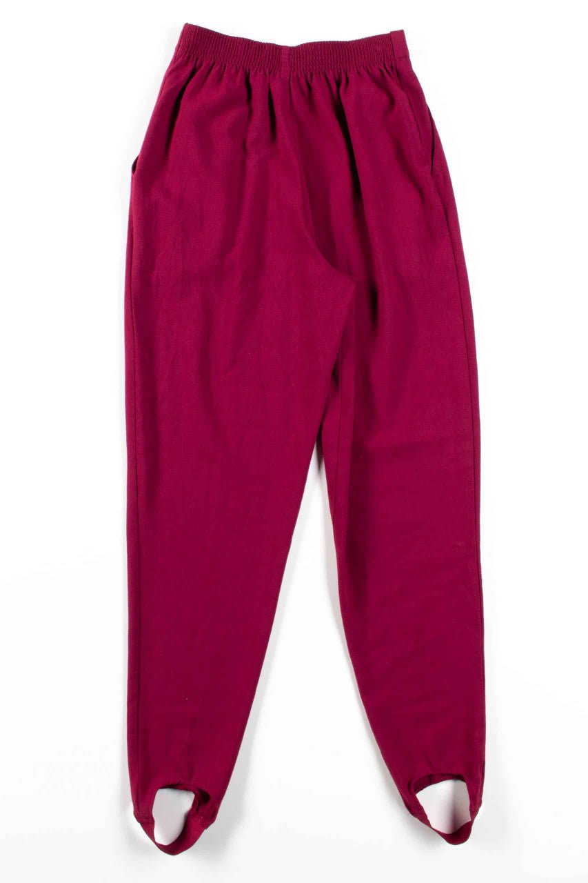 Burgundy Pull-On Pants w/ Stirrups (sz. 6 Average)